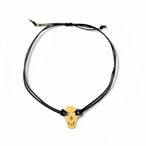 Bracelet Calavera Noir avec tête de mort plaquée or - MY KNOT PARIS