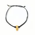 Bracelet Calavera Noir avec tête de mort plaquée or - MY KNOT PARIS