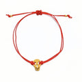 Bracelet Calavera Rouge avec tête de mort plaquée or - MY KNOT PARIS