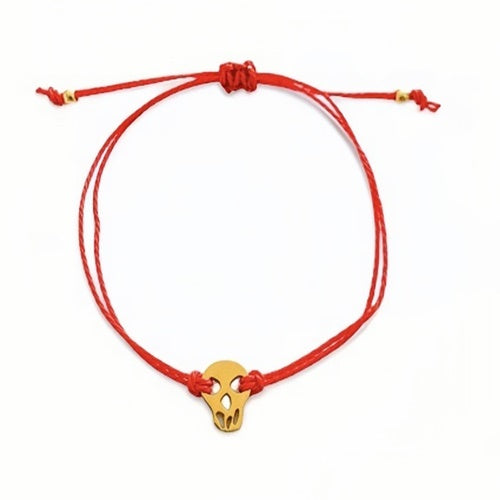Bracelet Calavera Rouge avec tête de mort plaquée or - MY KNOT PARIS