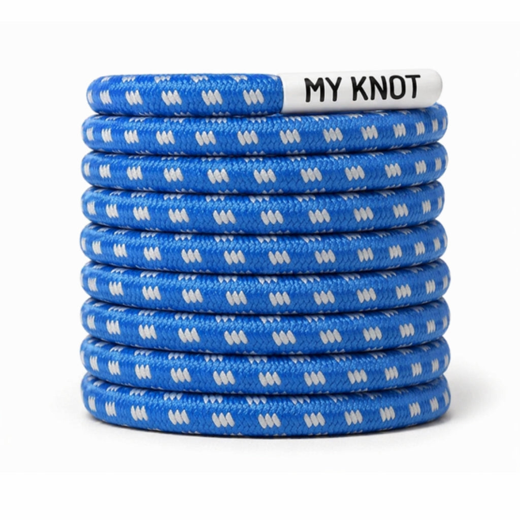 Lacet élastique bleu sans noeud serrage rapide pour sneakers MY KNOT Paris