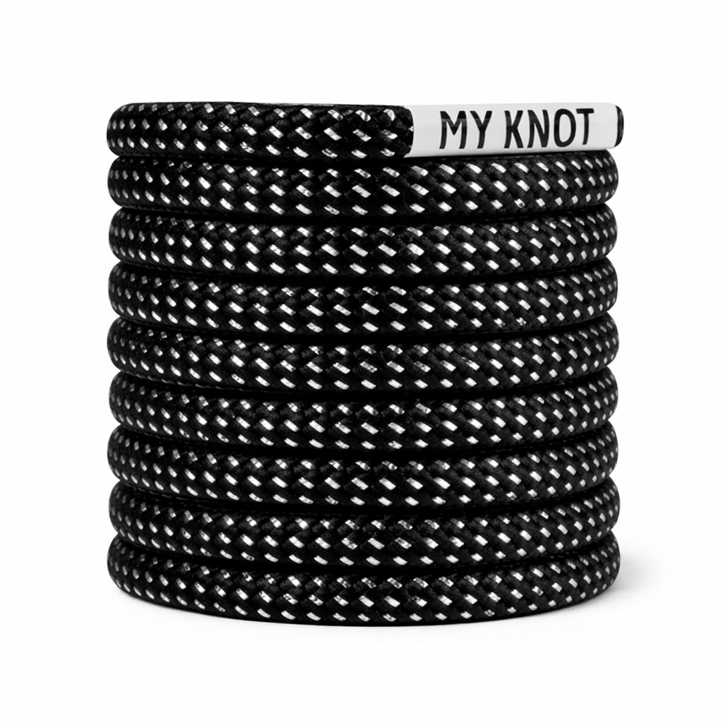 Lacet argenté noir galactic MY KNOT PARIS pour sneakers