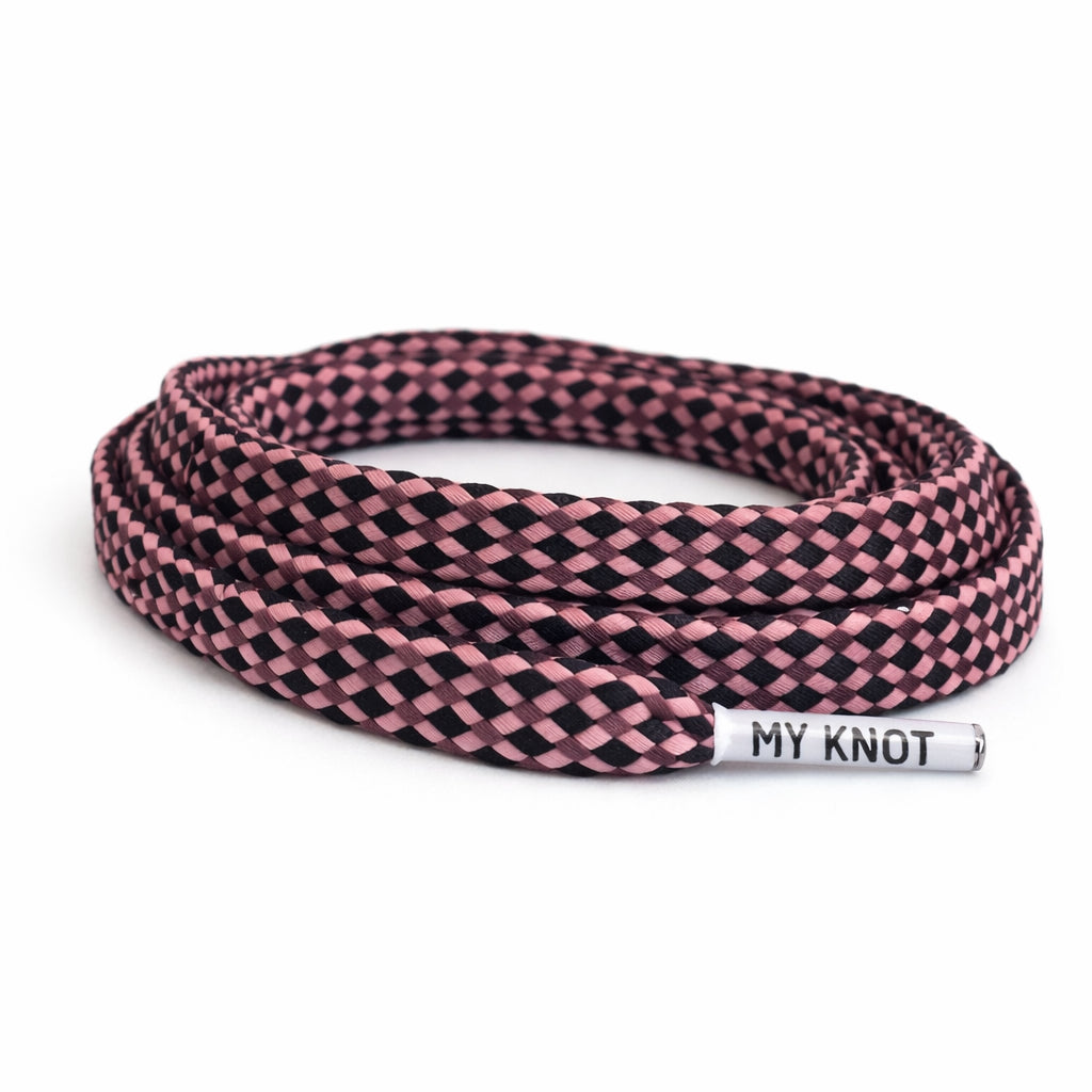 Lacet Arc rose et noir multicolore - Lacets plats premium MY KNOT PARIS