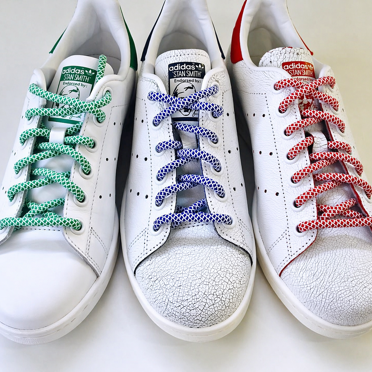 PACK TRIO COLOR POP - 3 Lacets Premium (Vert + Rouge + Bleu)